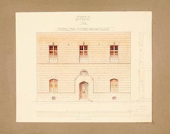 HARALD FALKMAN, ARKITEKTURRITNINGAR, ca 20 st samt, AKADEMITECKNINGAR, 4 ST, sign, dat tidigt 1900-tal.