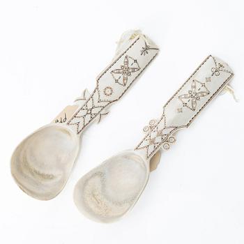 Nikolaus Fankki, two spoons, signed.
