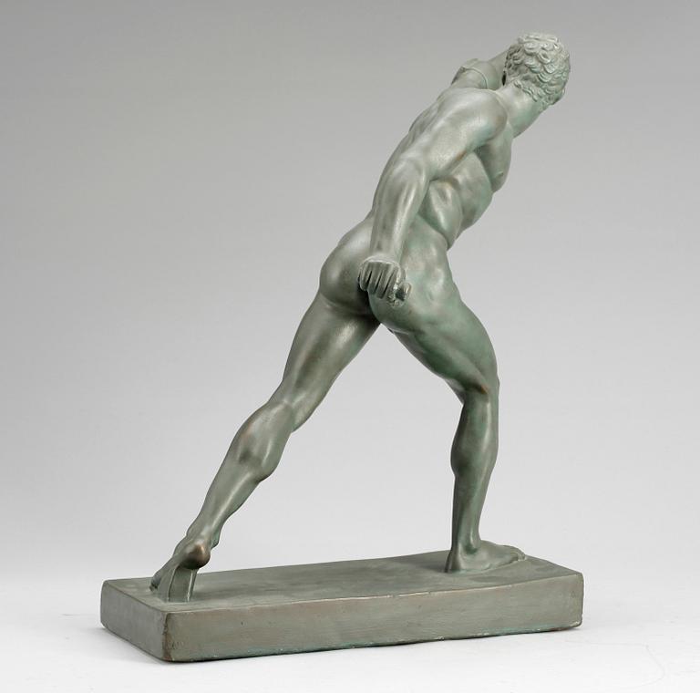 SKULPTUR, bronserad gips, "Den Borghesiske kämpen", 1900-tal.