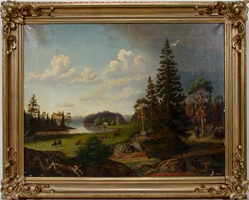 OKÄND KONSTNÄR, olja på duk. 1800/1900-tal.