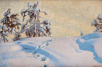 480. Gustaf Fjaestad, Tracks in deep snow.