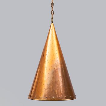 A 1970s copper ceiling light, Denmark.