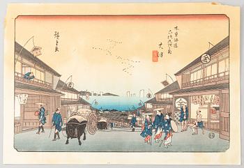 Utagawa Hiroshige, efter, färgträsnitt. Japan, 1900-tal.