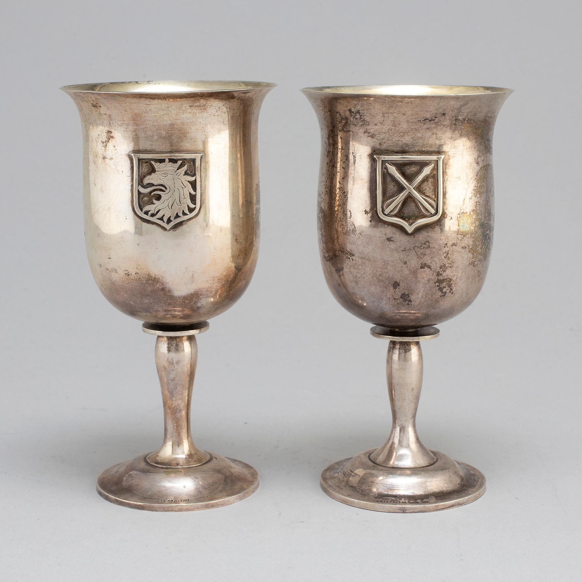 A set of six 20th century silver cups, mark of CGH, Stockholm 1957.