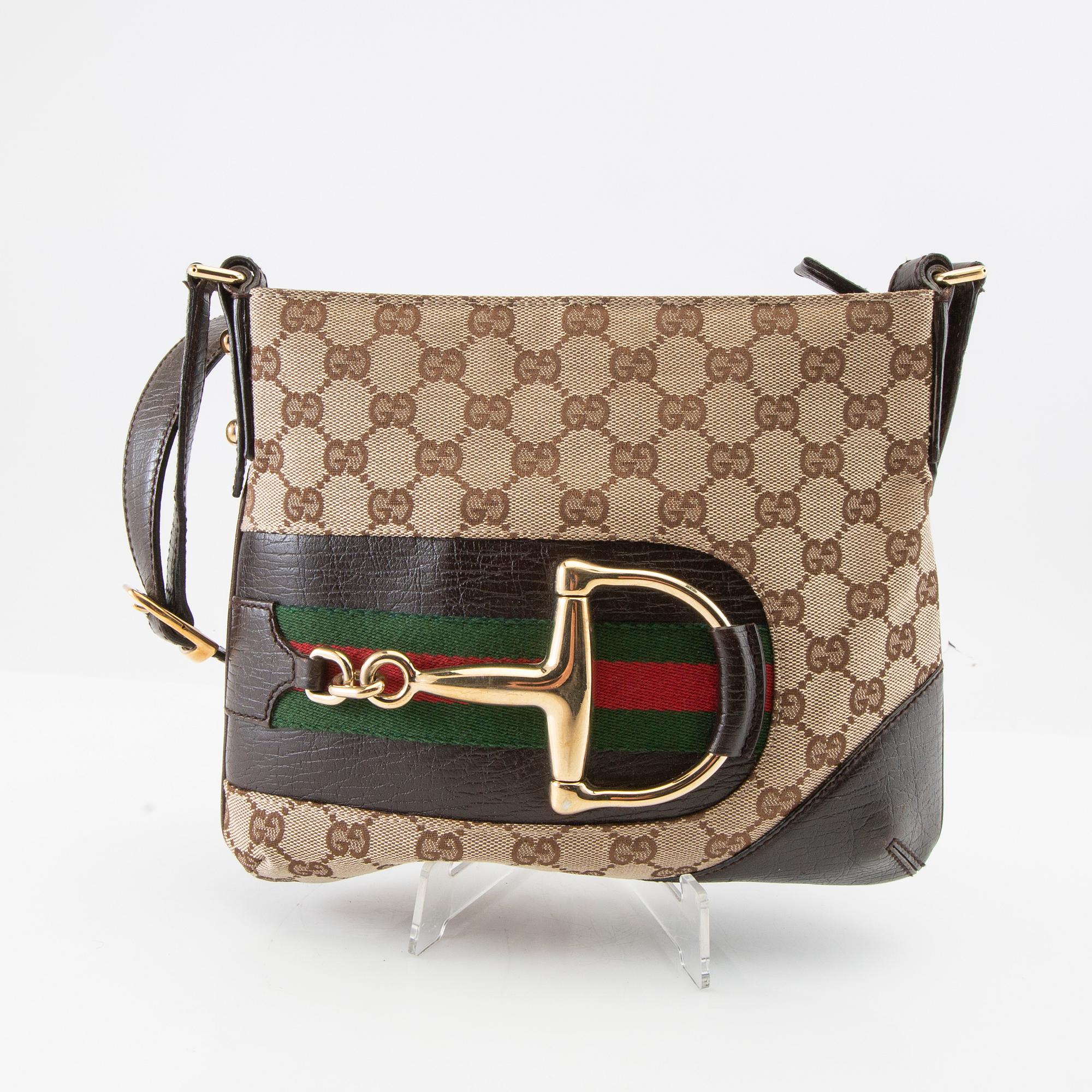 Gucci, axelremsväska Horsebit Canvas Sherry Line.