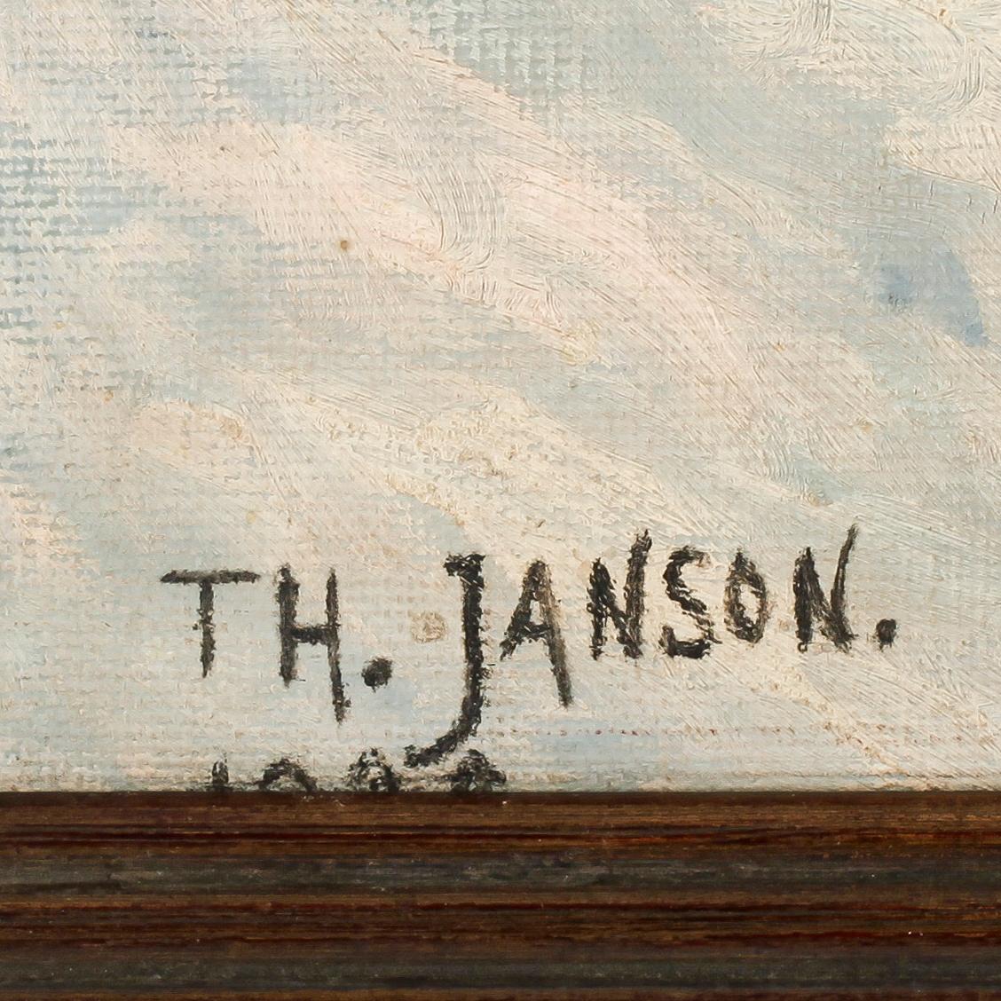 OKÄND KONSTNÄR, olja på duk, signerad T H Janson.