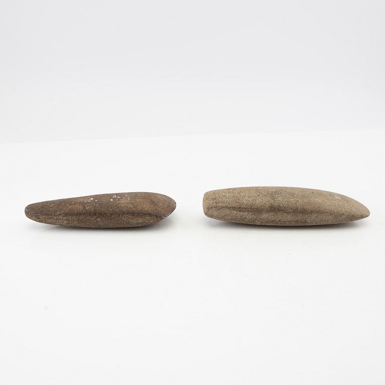 Stone axes, two pieces, Neolithic.