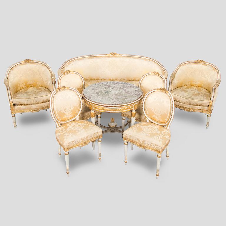 An 8-piece Gustavian style furniture set, late 19th century.