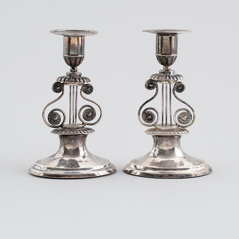 LJUSSTAKAR, 1 par, silver, 1800-tal.