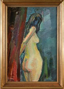 HERTHA BENGTSON, olja på pannå, signerad.