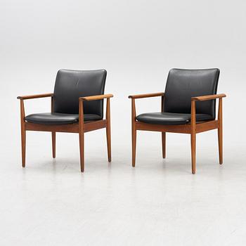 Finn Juhl, armchairs, a pair, "Diplomat", France & Søn, Denmark, second half of the 20th century.