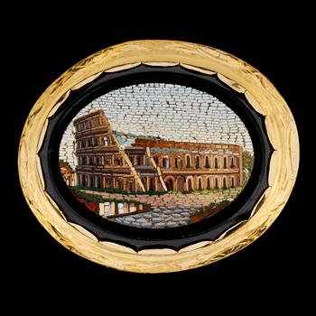 142. A gold and Roman micromosaic brooch, circa 1860's.