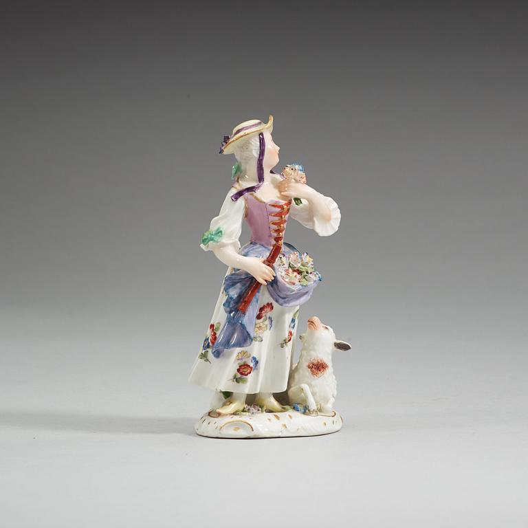 FIGURIN, porslin. Meissen, omkring 1755.