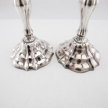 Claes Andrén candlesticks a pair silver Gothenburg 1930 and Swedish import marks.