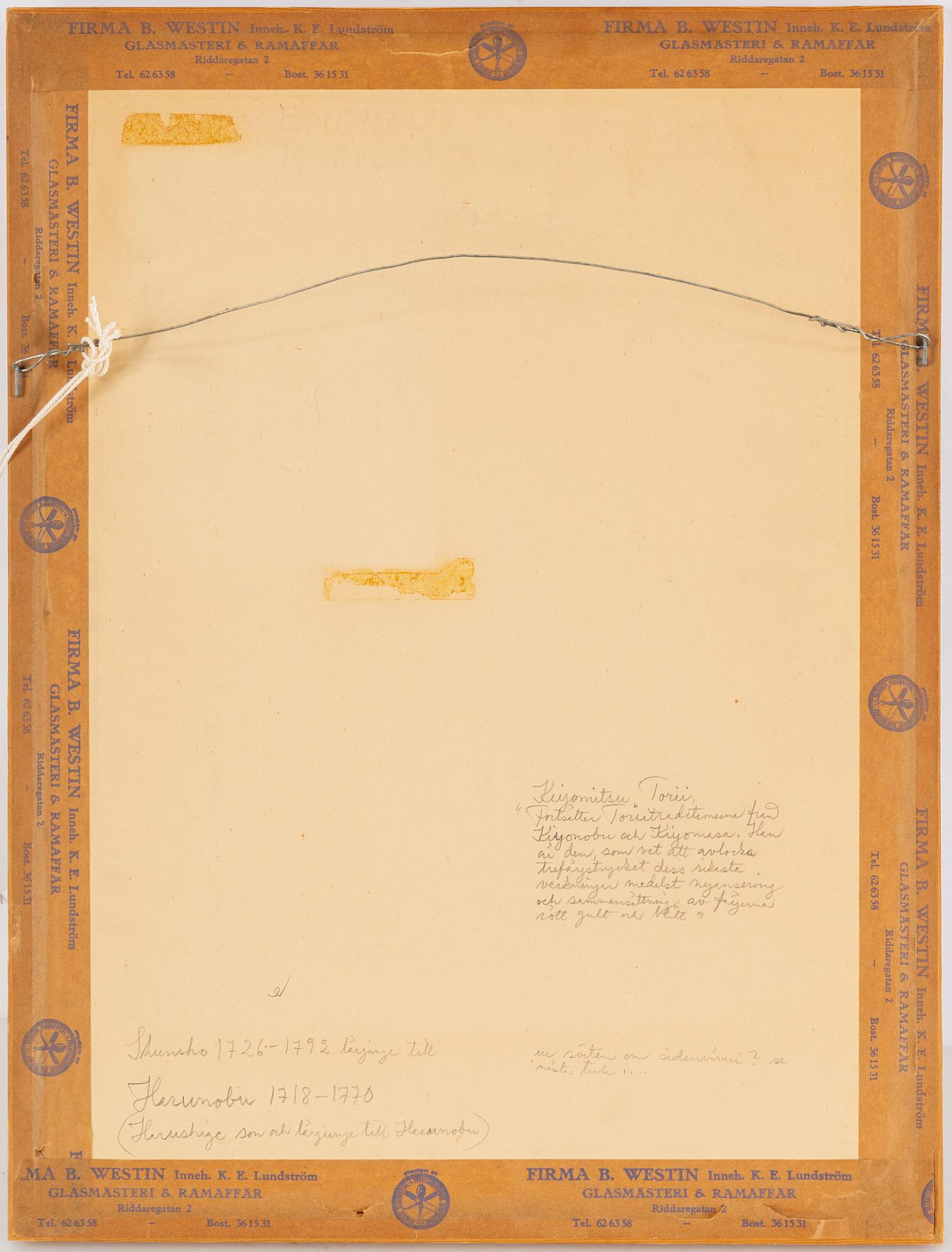 KITAO SHIGEMASA samt REKISENTEI EIRI, efter, färgträsnitt, 2 stycken. Japan, sent 1800-tal/tidigt 1900-tal.