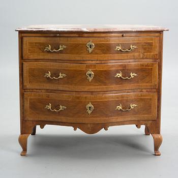 CHEST OF DRAWERS, late baroc 1730-40s, signed Johan Fürloh, Stockholm.