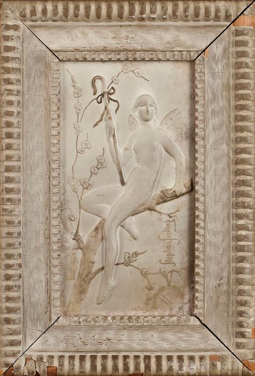 STEPHAN SINDING, väggrelief, biskvi, Bing & Gröndahl, 1900-talets första hälft.