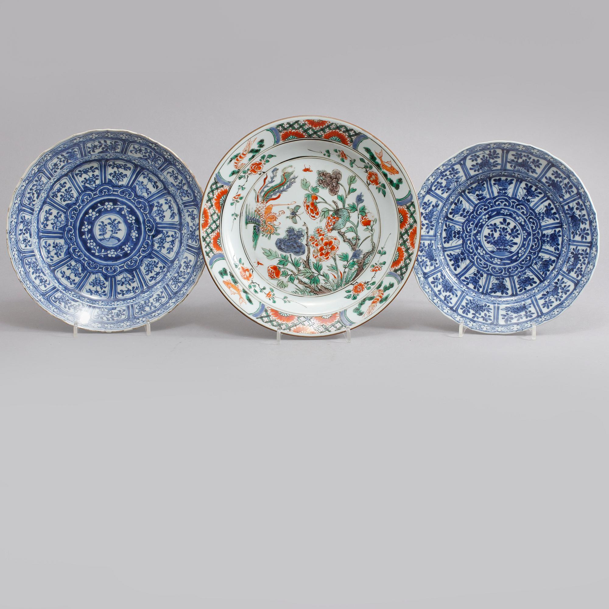 TALLRIKAR, 3st, porslin, Kina, Kangxi, 1700-tal.