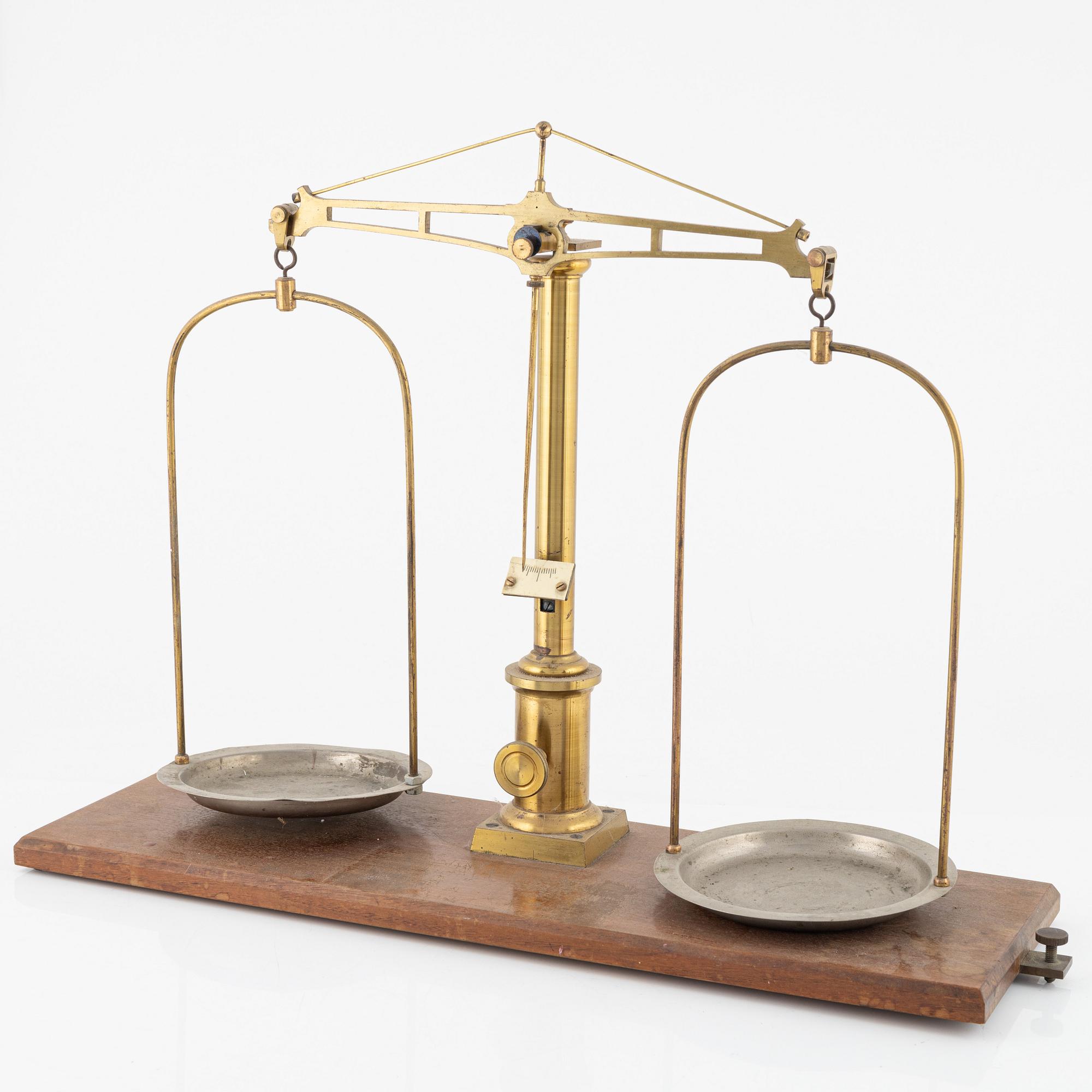 Scale with weights, mid-20th century.