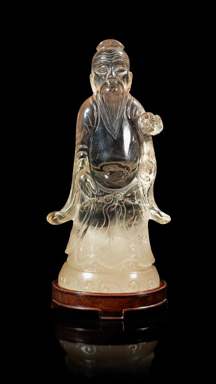 A rock chrystal figure of Shoulau, late Qing dynasty.