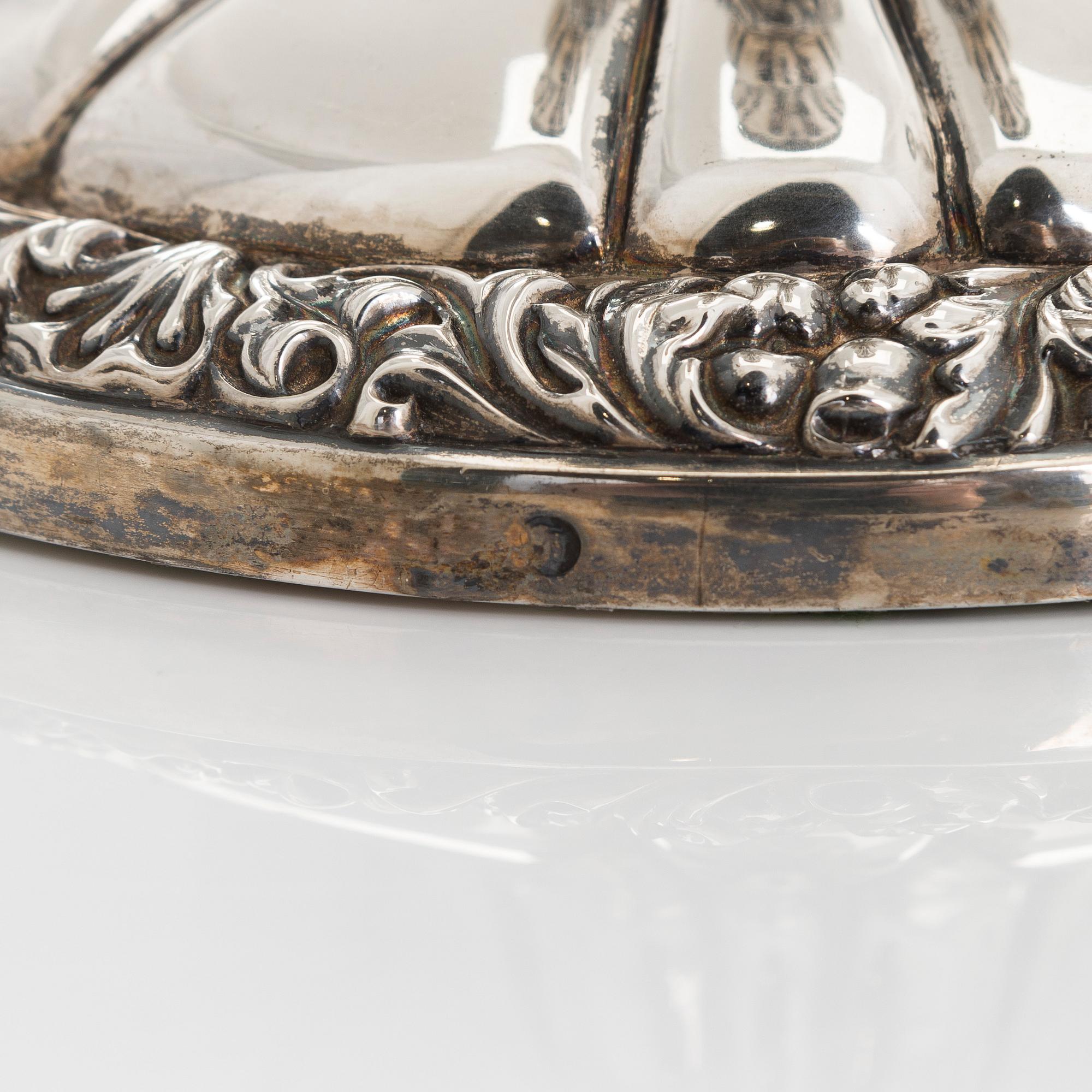 A pair of silver candelabras, a pair, Belgium 1831-1868.