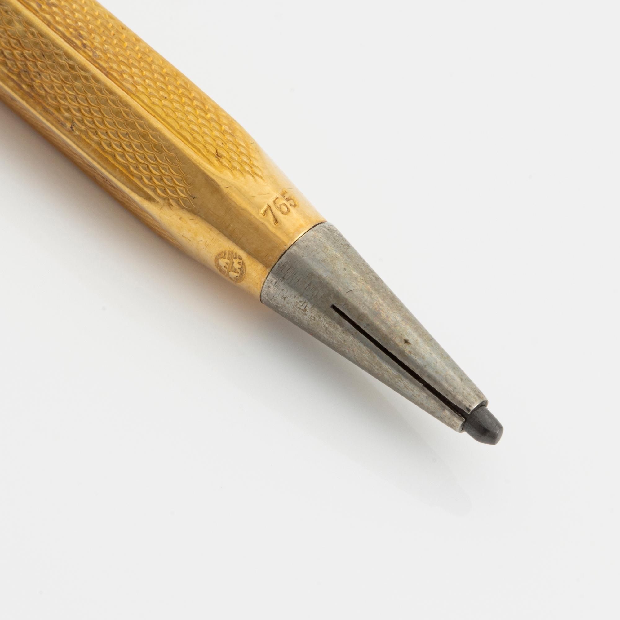 Pen and wick trimmer/cigar cutter, partly 18K gold.