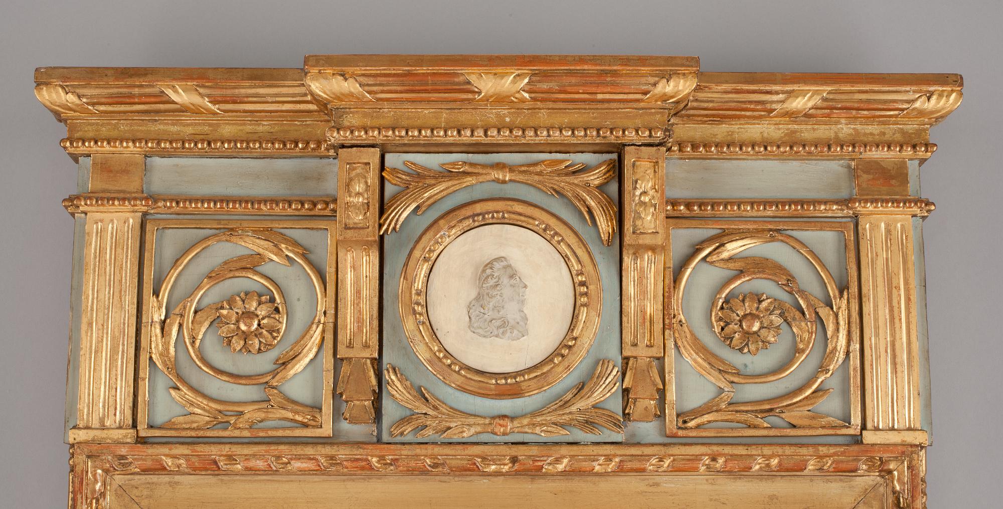 SPEGEL, av Eric Wahlberg (spegelmakare i Stockholm 1788, död 1811). Gustaviansk.