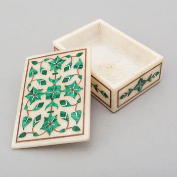 A 20th century malachite and marble box.