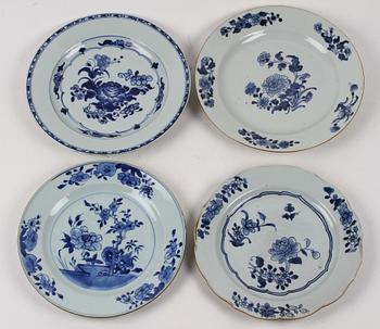 TALLRIKAR, 4 st, porslin, Kina, 1700-tal.