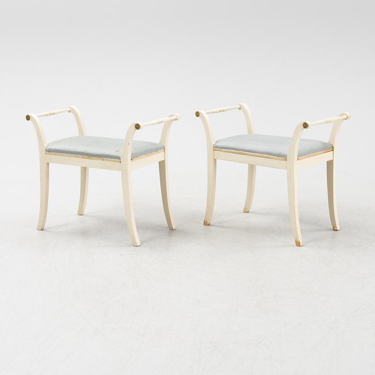 A pair of Empire style stools, 20th Century.