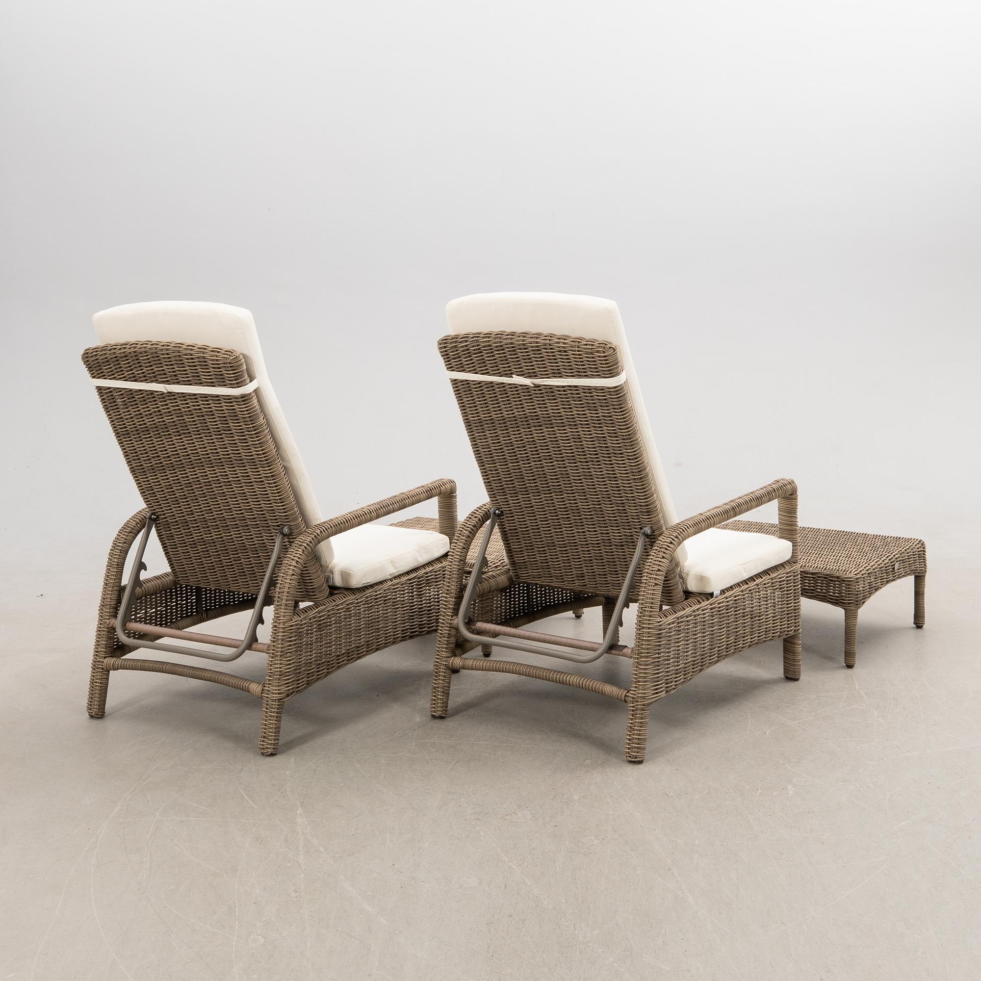 Loungefåtöljer med fotpallar, ett par, Artwood, 2000-tal.