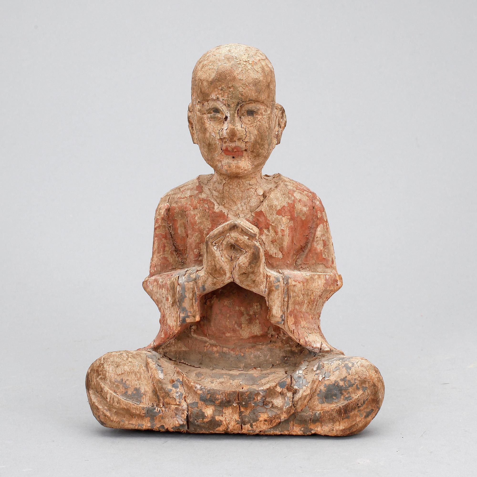 FIGURIN/LOHAN, trä, Qing dynastin 1700-tal.