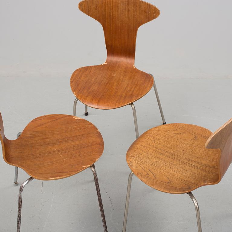 STOLAR, 3 st, "3105 / Munkegårdsstolen / Myggan", Arne Jacobsen, Fritz Hansen, Danmark, 1950-/60-tal.