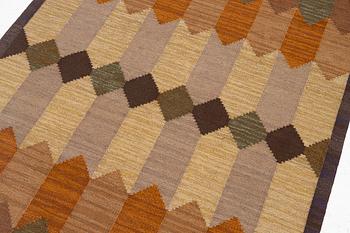 Irma Kronlund, a 'Höstdis' flat weave carpet, Kronobergs Löns Hemslöjd, sweden, signed KLH & IK, ca 222 x 150 cm.