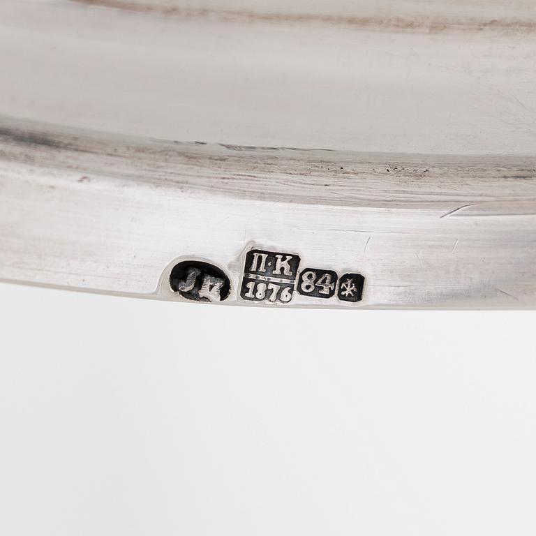 A silver tray, Saintt Petersburg, 1876. Indistinct mark, probably Johan Heinoin.