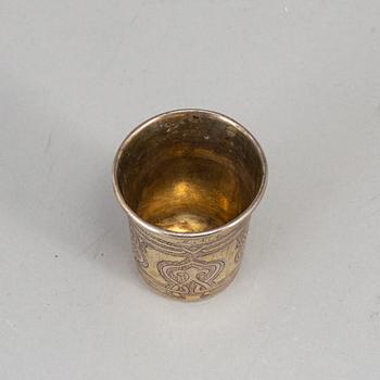 A Russian 19th century silver-gilt vodka-cup, unidentified makers mark, Moscow 1859.