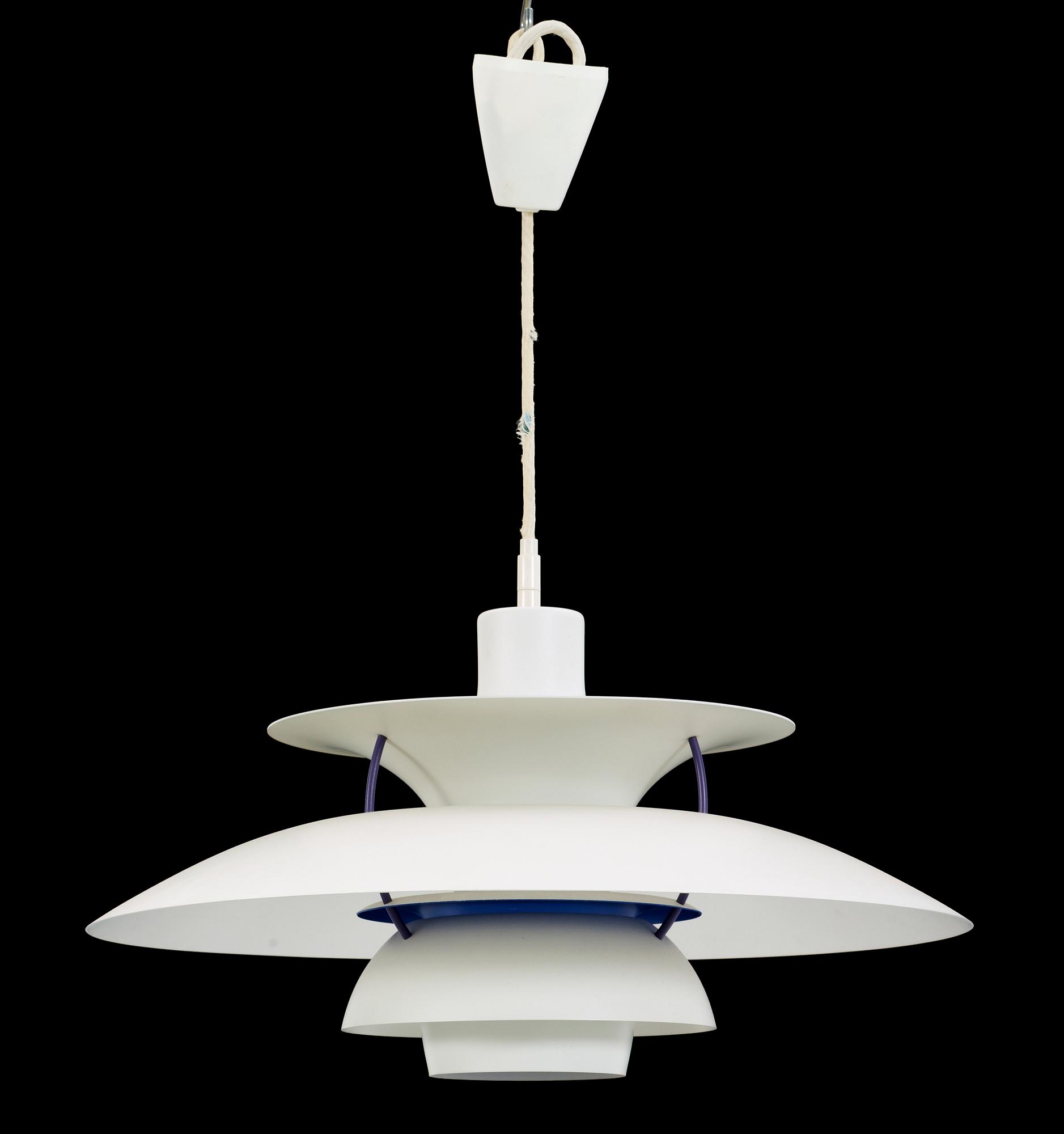 TAKLAMPA, "PH 5", Poul Henningsen för Louis Poulsen, Danmark, 1900-talets slut. Höjd 27 cm.
