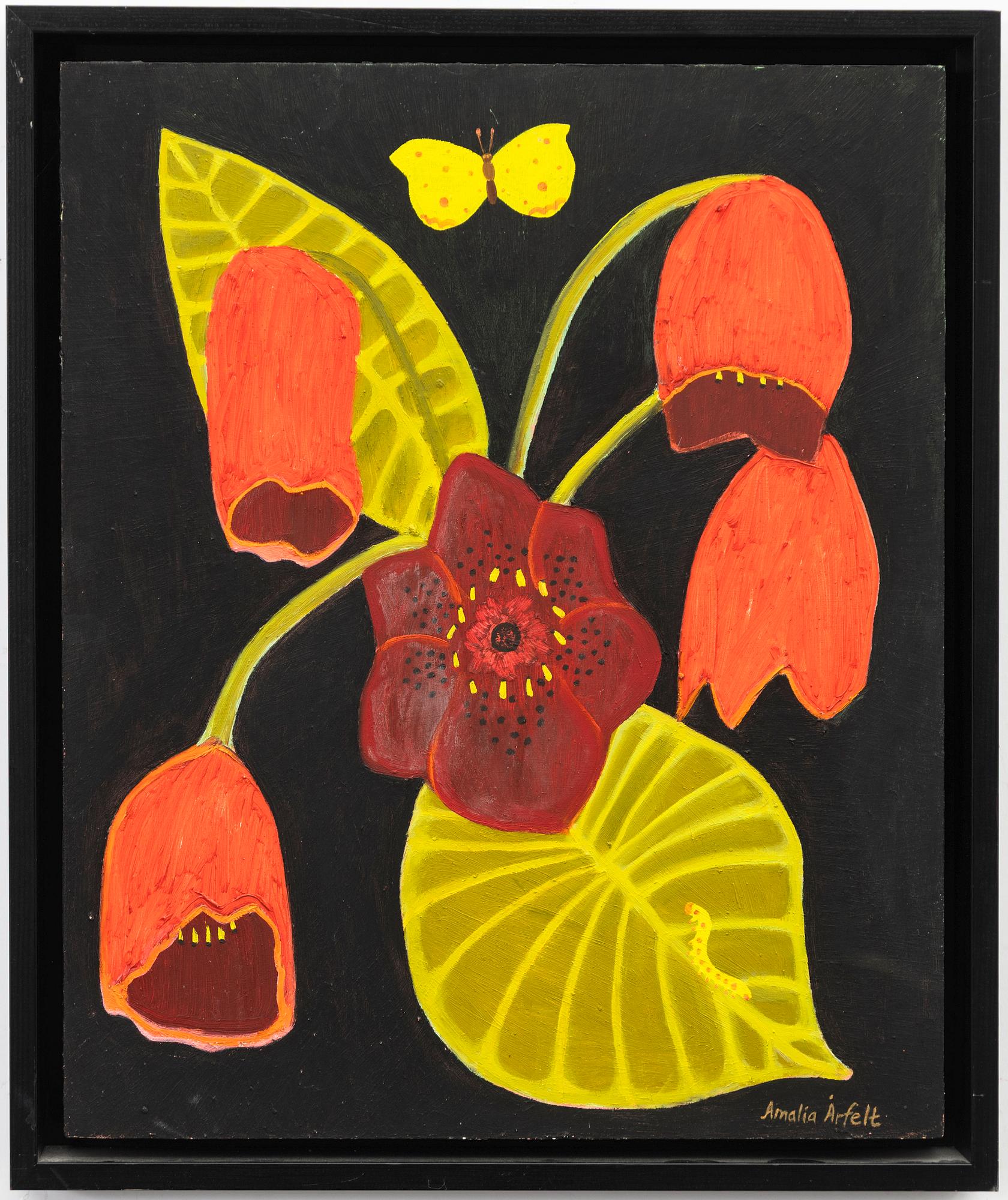 Amalia Årfelt, Flower motif with butterfly.
