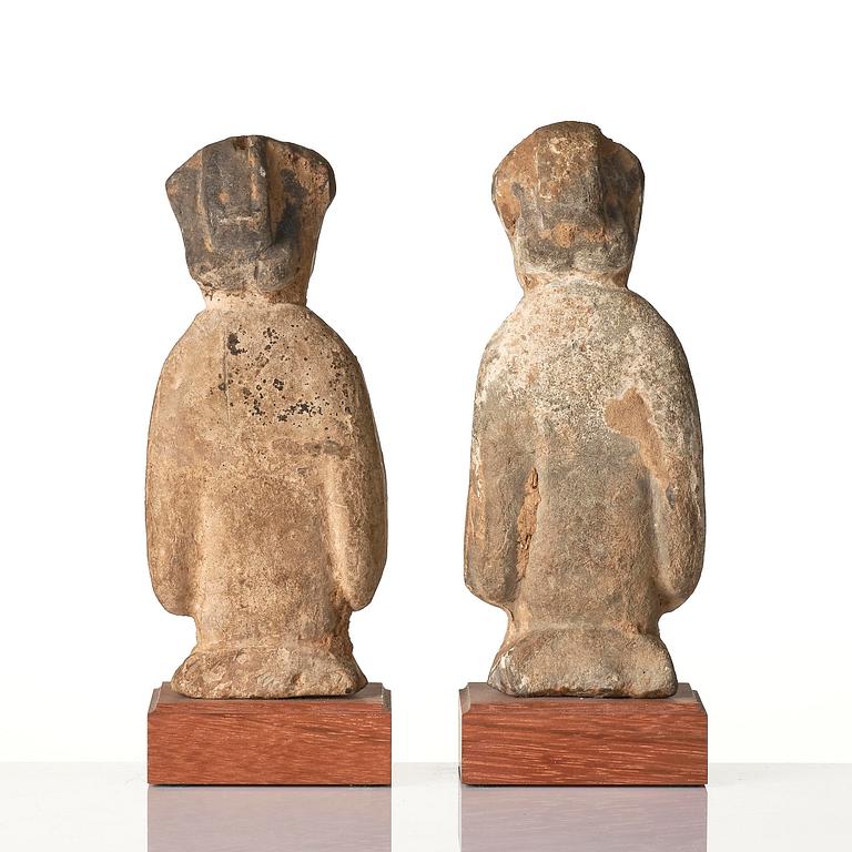Two pottery figures of ladies, Han dynasty (206 B.C. - 220 A.D. ).