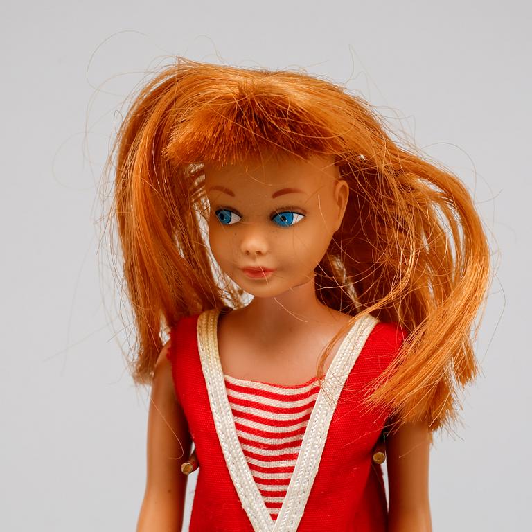 BARBIEDOCKOR, 3 st, Mattel, samt tillbehör, 1960-tal.