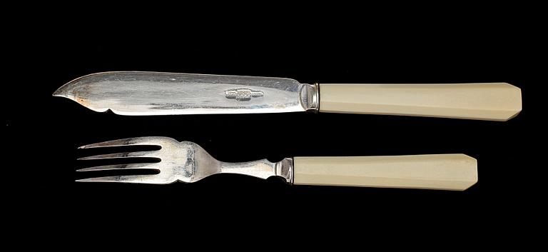FISKBESTICK, 24 delar, pläter, Sheffield, England 1900-tal.