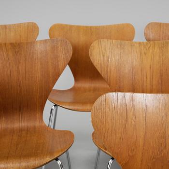 STOLAR, 8 st, "Sjuan", Arne Jacobsen, Fritz Hansen, 1960-70-tal.