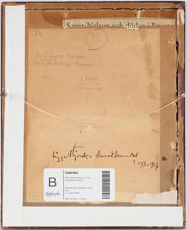 Olof Sager-Nelson, indian ink on paper, signed Olof Nelson and dated 1890.