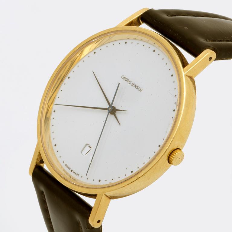 Georg Jensen, wristwatch, 18k, design, Henning Koppel.