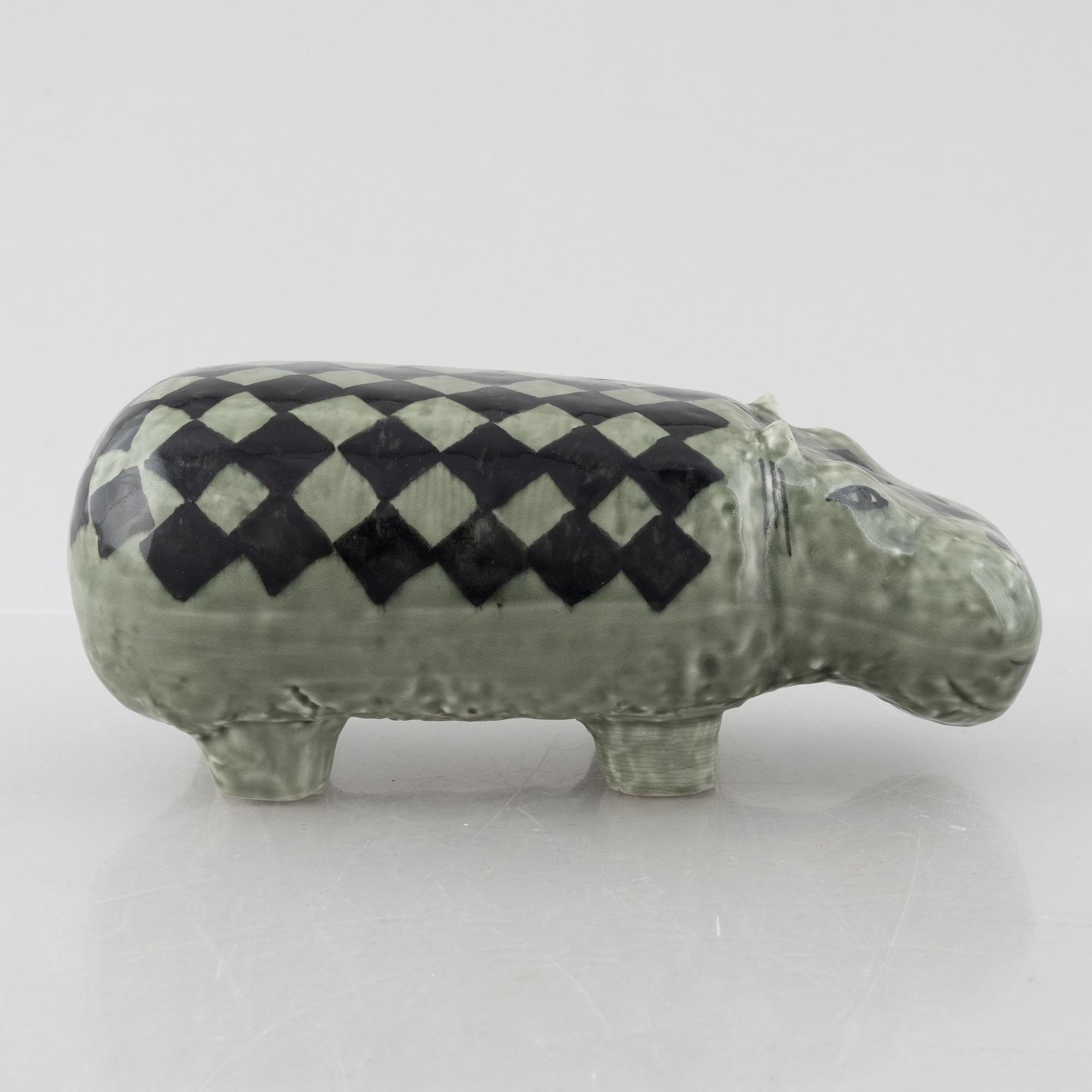 Lisa Larson, figurin, stengods, "Flodhäst" ur serien "Stora zoo", Gustavsberg.