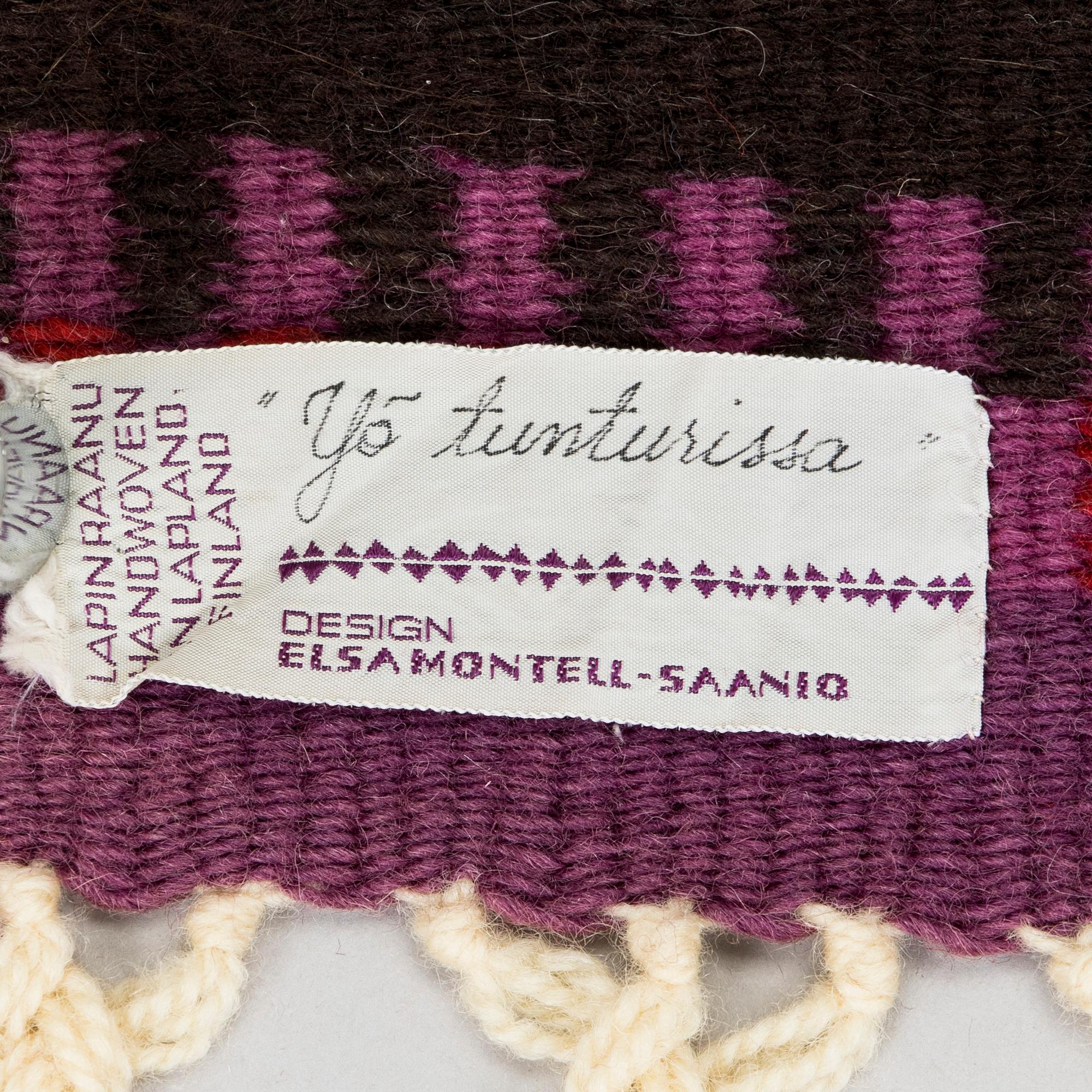 Elsa Montell-Saanio, rana / väggbonad, "En natt i fjällen" Finland. Ca 128 x 87 cm.