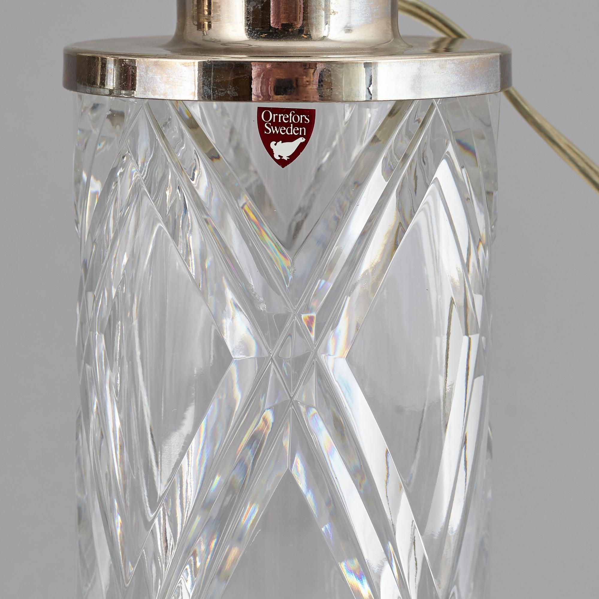 OLLE ALBERIUS, a pair of glass table lights, Orrefors.