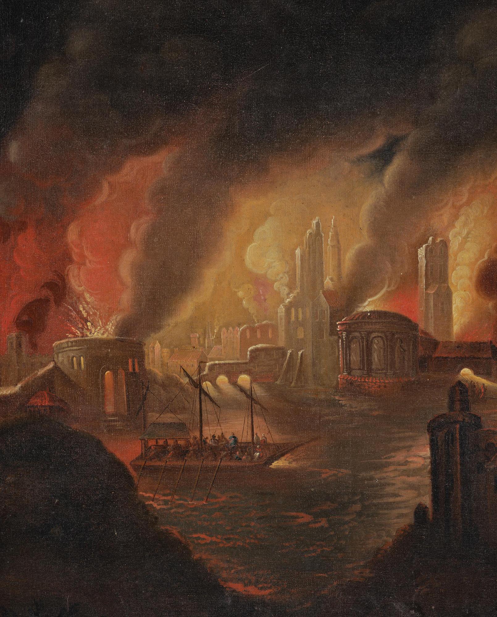 Rombout van Troyen, his circle, Troy is burning.