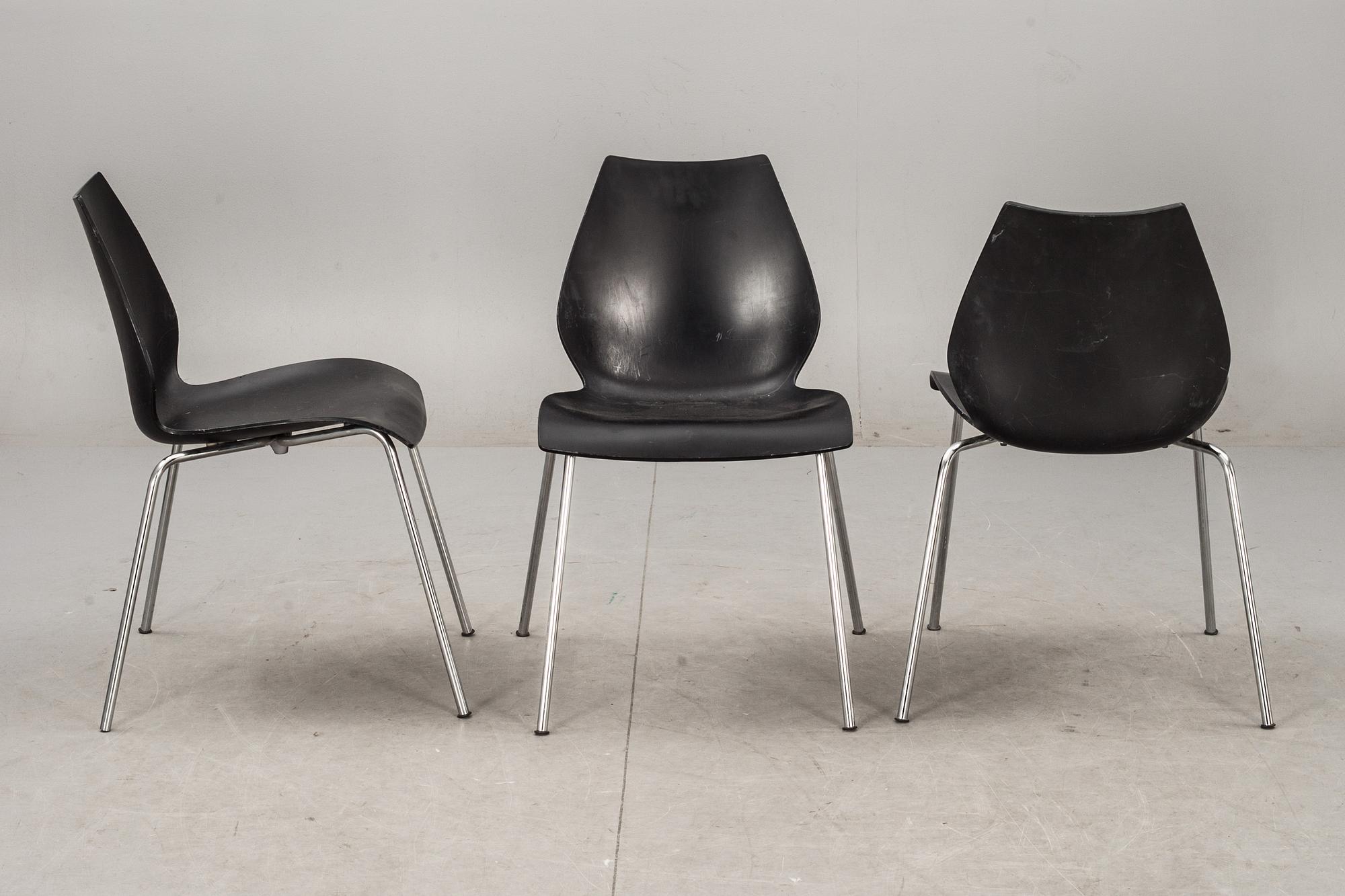 STOLAR, 3 st, "Maui", Vico Magistretti för Kartell, Italien, märkta.