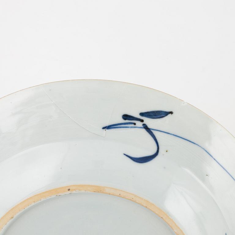 A pair of blue and white porcelain plates, China, Kangxi (1662-1722).